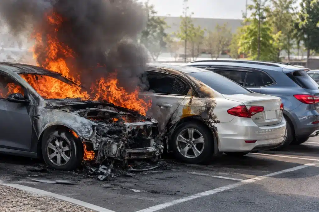 incendio auto parcheggiata